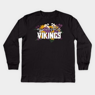 Floral Vikings Kids Long Sleeve T-Shirt